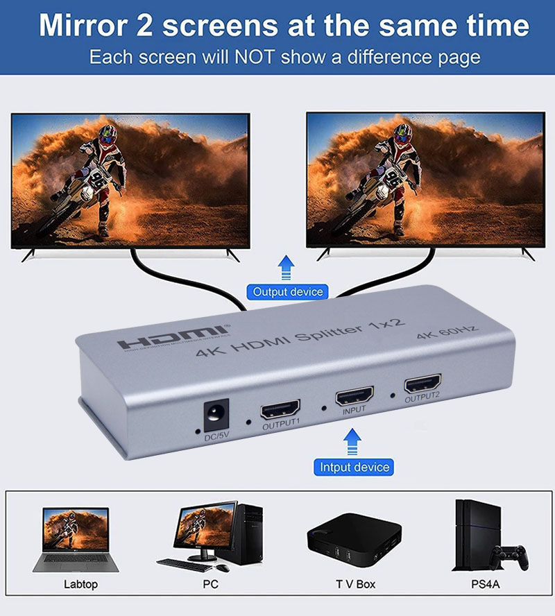 4K 60hz HDMI 2.0 й 1x2 1 In 2 Out HDCP EDID HDR 4K @ 30HZ 1080P @ 60HZ PS4 Xbox DVD PC TV     ÷